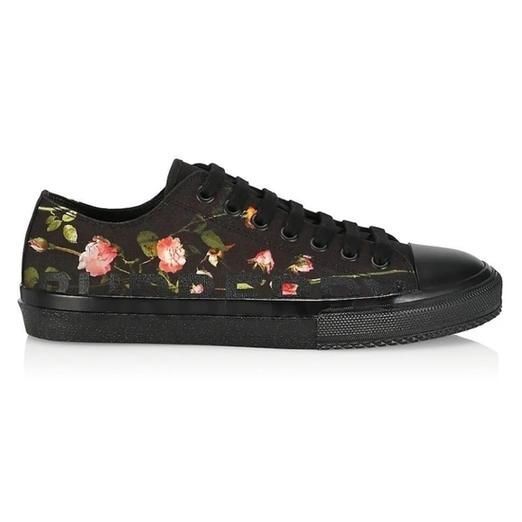 Burberry Other - Burberry Unisex Larkhall Rose-Print Canvas Sneakers - Black NWT Size 12